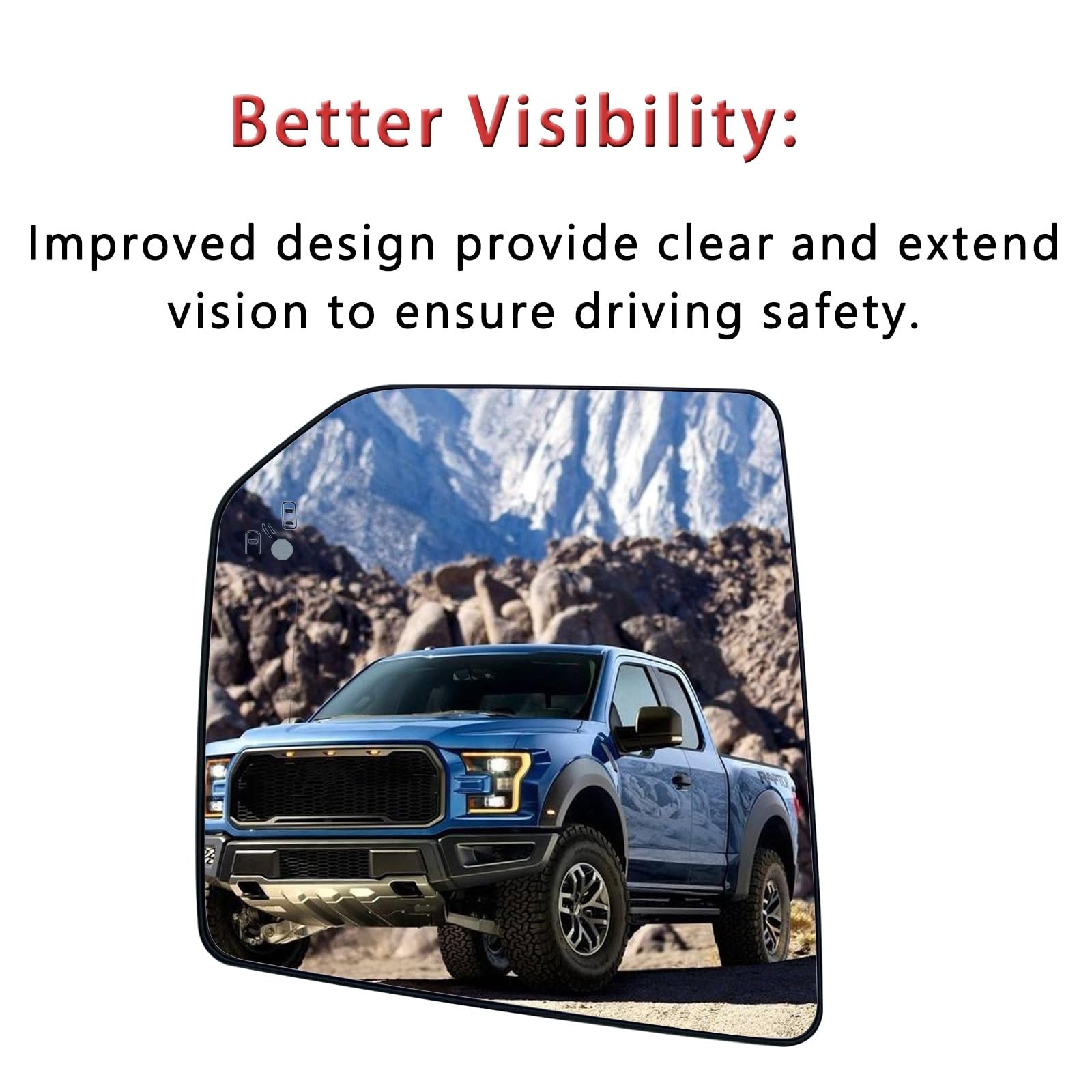 Left Driver Side Heated Mirror Glass Replacement For Ford F150 2015 2016 2017 2018 2019 2020 - for Ford F150 Power Side Mirror Glass with Blind Spot Detection System and Rear Holder