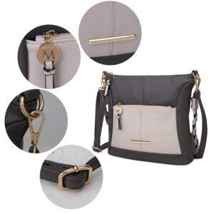 MKF Collection Shoulder bag for Women, Vegan leather Color Block Handbag Purse