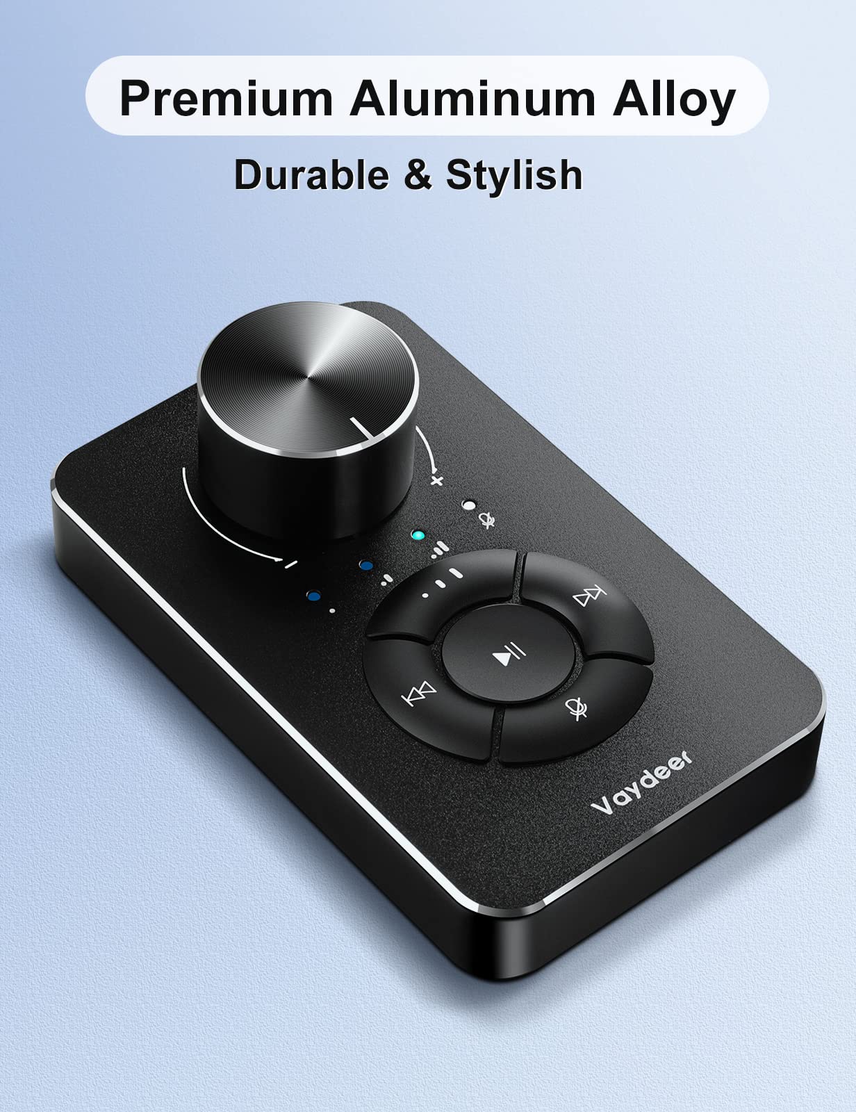 Vaydeer Multimedia Controller Knob with Mic-Mute Function and Safe Volume Range Setting, USB C Port Audio Adjuster Volume Controller Compatible with Win 7/8/10/11 and Mac OS.