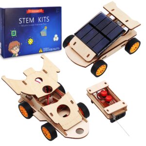 2 in 1 science experiment kits for kids,stem projects diy building remote control solar car model kit,3d puzzles wooden motor set,assemble gift toys for boys girls age 10 11 12 13 14