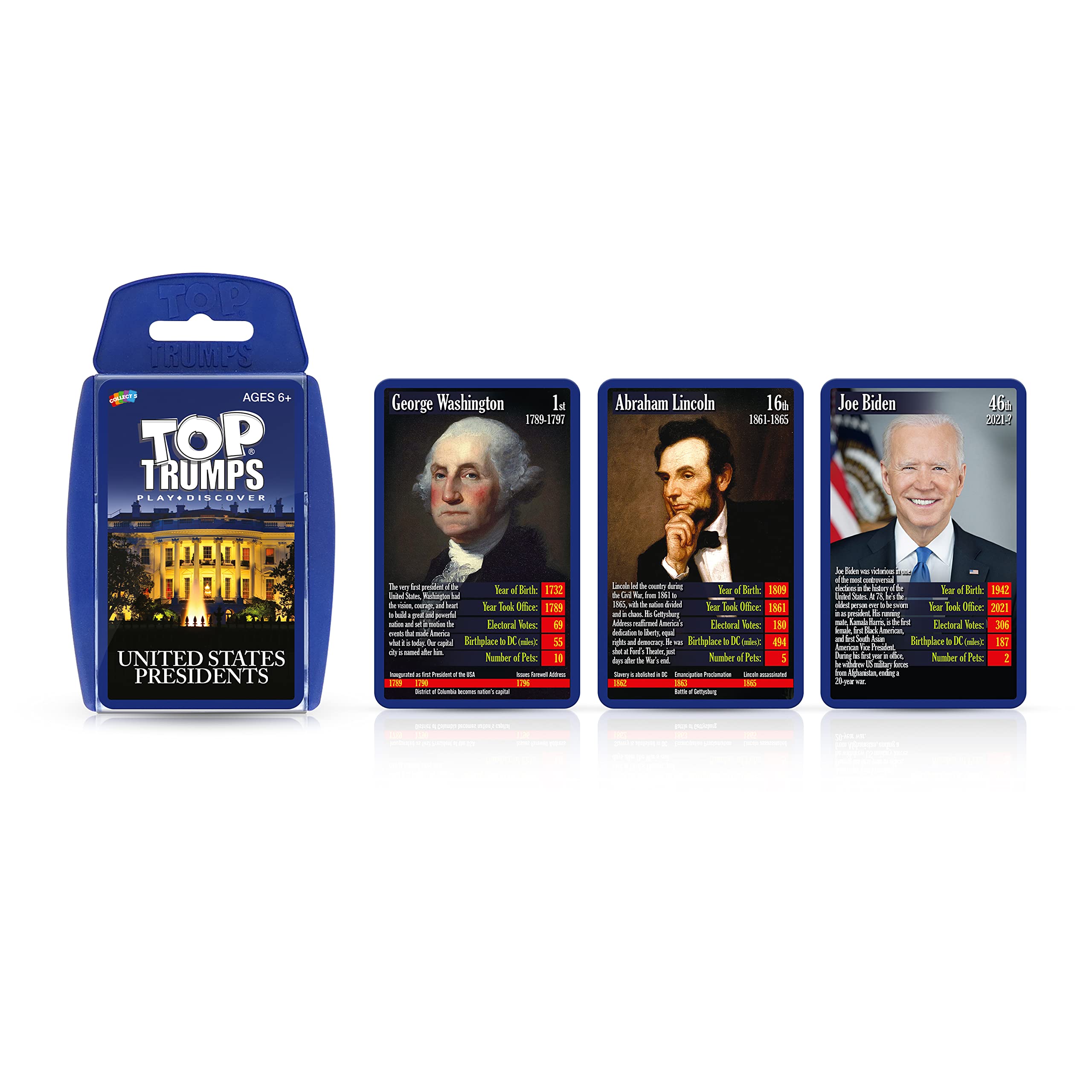 Top Trumps Card Game US Presidents - Family Games for Kids and Adults - Learning Games - Kids Card Games for 2 Players and More - Kid War Games - Card Wars - for 6 Plus Kids