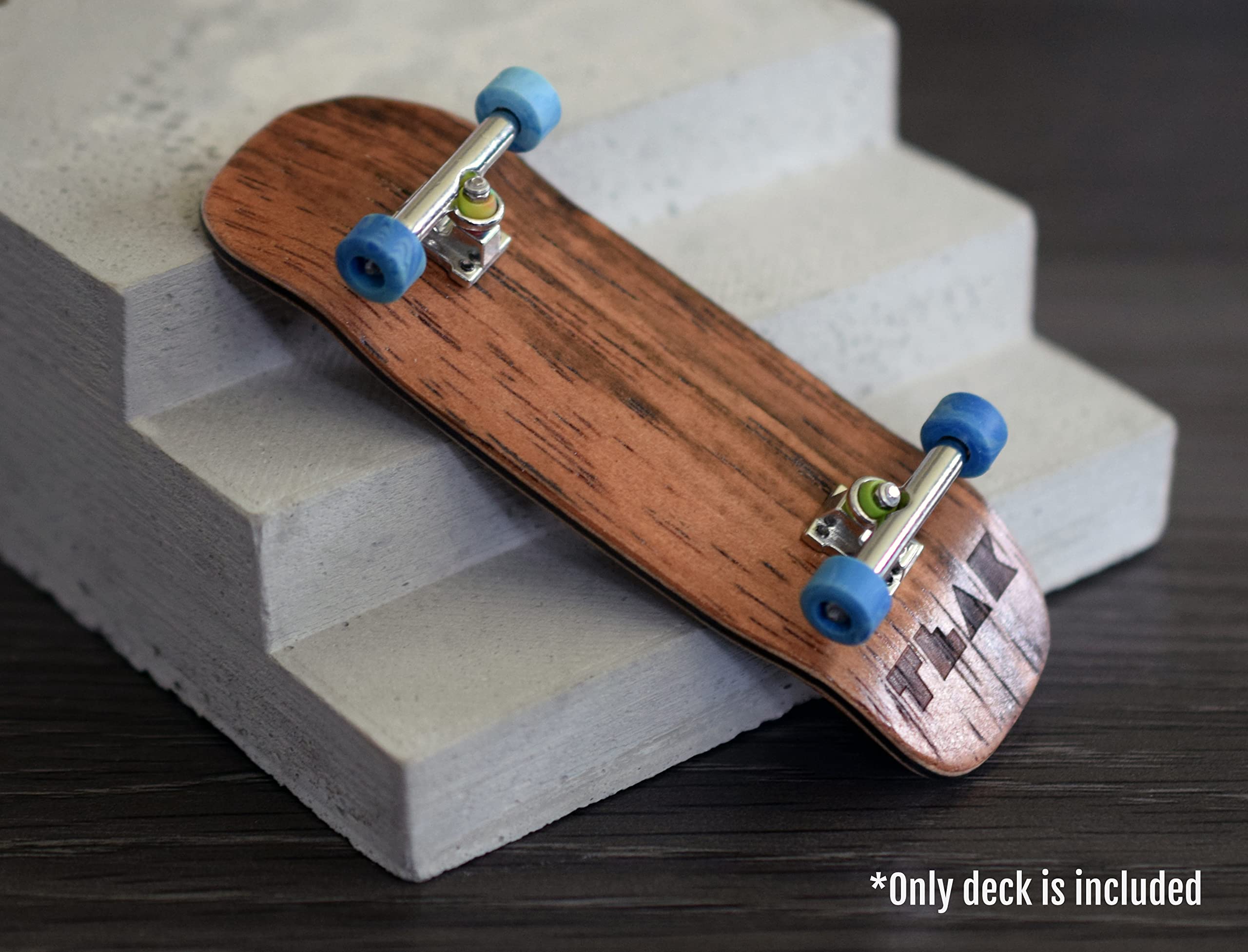 Teak Tuning Prolific Wooden Fingerboard Deck, 33.5mm x 96mm Boxy Shape - Two Tone - 6 Ply with Double Color Mid Plies - Includes Prolific Foam Tape