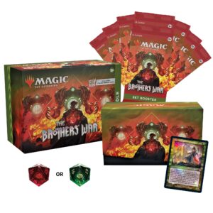 magic the gathering the brothers war bundle | transformers card, 8 set boosters, and accessories