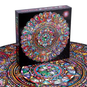 Bgraamiens Puzzle-Mandala Petals-1000 Pieces Round Puzzle Color Challenge Jigsaw Puzzles for Adults and Kids(Mandala Petals)