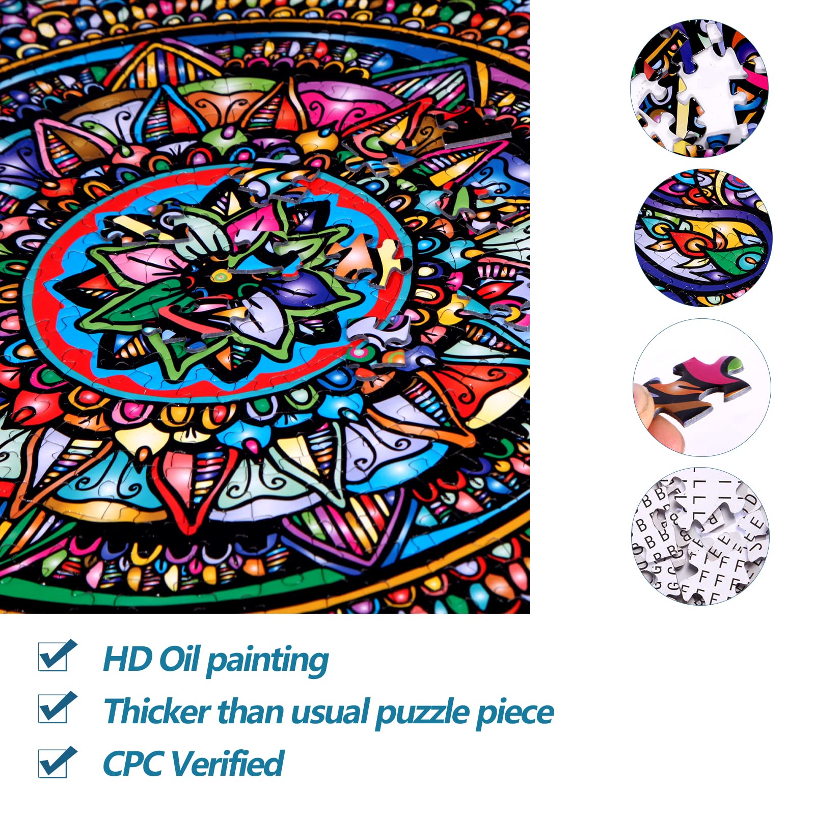 Bgraamiens Puzzle-Mandala Petals-1000 Pieces Round Puzzle Color Challenge Jigsaw Puzzles for Adults and Kids(Mandala Petals)