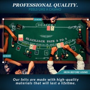 Poker Table Top Mat Texas Holdem Blackjack Felt Game Table Topper Cover Double Sided Storage Case Included. 3 x 6 ft. (36 x 72 in.) Easy Slide and Glide Design