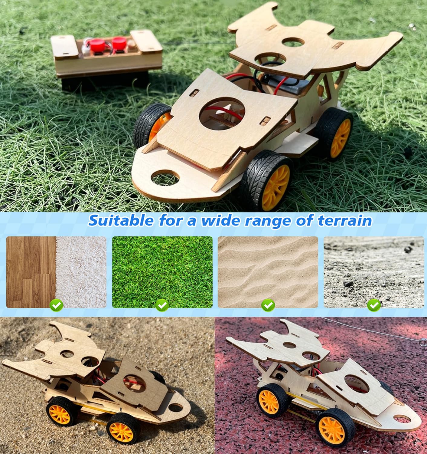 2 in 1 Science Experiment Kits for Kids,STEM Projects DIY Building Remote Control Solar Car Model Kit,3D Puzzles Wooden Motor Set,Assemble Gift Toys for Boys Girls Age 10 11 12 13 14