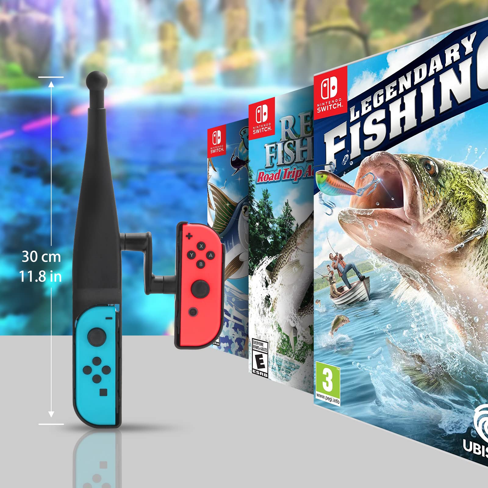 Nintendo Switch Fishing Rod, Fishing Rod Hand Grip for Switch Legendary Fishing, Game Handle Grip Compatible with Nintendo Switch Joycons