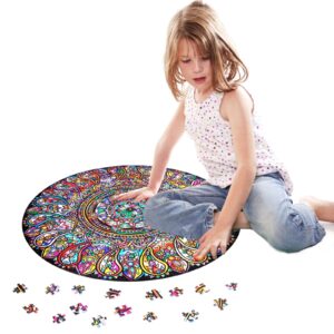 Bgraamiens Puzzle-Mandala Petals-1000 Pieces Round Puzzle Color Challenge Jigsaw Puzzles for Adults and Kids(Mandala Petals)