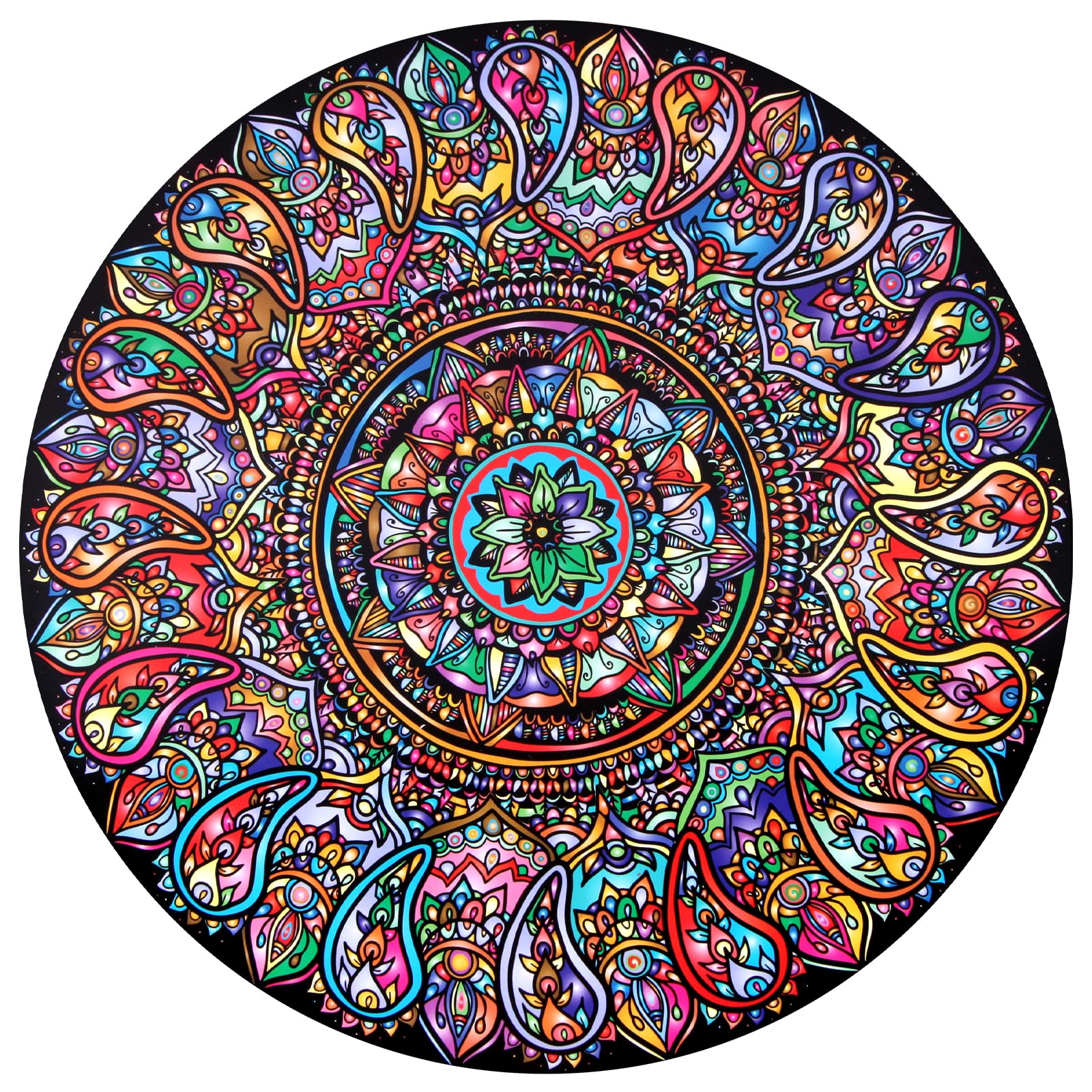 Bgraamiens Puzzle-Mandala Petals-1000 Pieces Round Puzzle Color Challenge Jigsaw Puzzles for Adults and Kids(Mandala Petals)