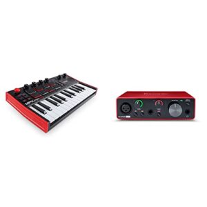 akai professional mpk mini play mk3 midi keyboard controller with built in speaker and sounds plus dynamic keybed, mpc pads and software suite & focusrite scarlett solo 3rd gen usb audio interface