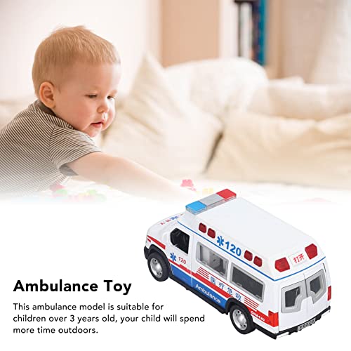 SWOQ Emergency Vehicle Model, Aluminum Ambulance Model Interesting Aluminum Pickup Function with LED Lights for More Than 3 Years