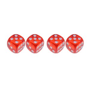 nuobesty 4pcs 6 sided dice set translucent colors rounded corners dice with black pouch for board dice game classroom teaching red