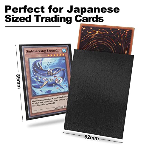 Black Yu-gi-oh Card Sleeve 200 Pack, Japanese Small Card Sleeves 62x89mm, Back Textured Perfect Shuffling, Protect Your Japanese Sized Trading Cards Kpop Photocard Never Tear