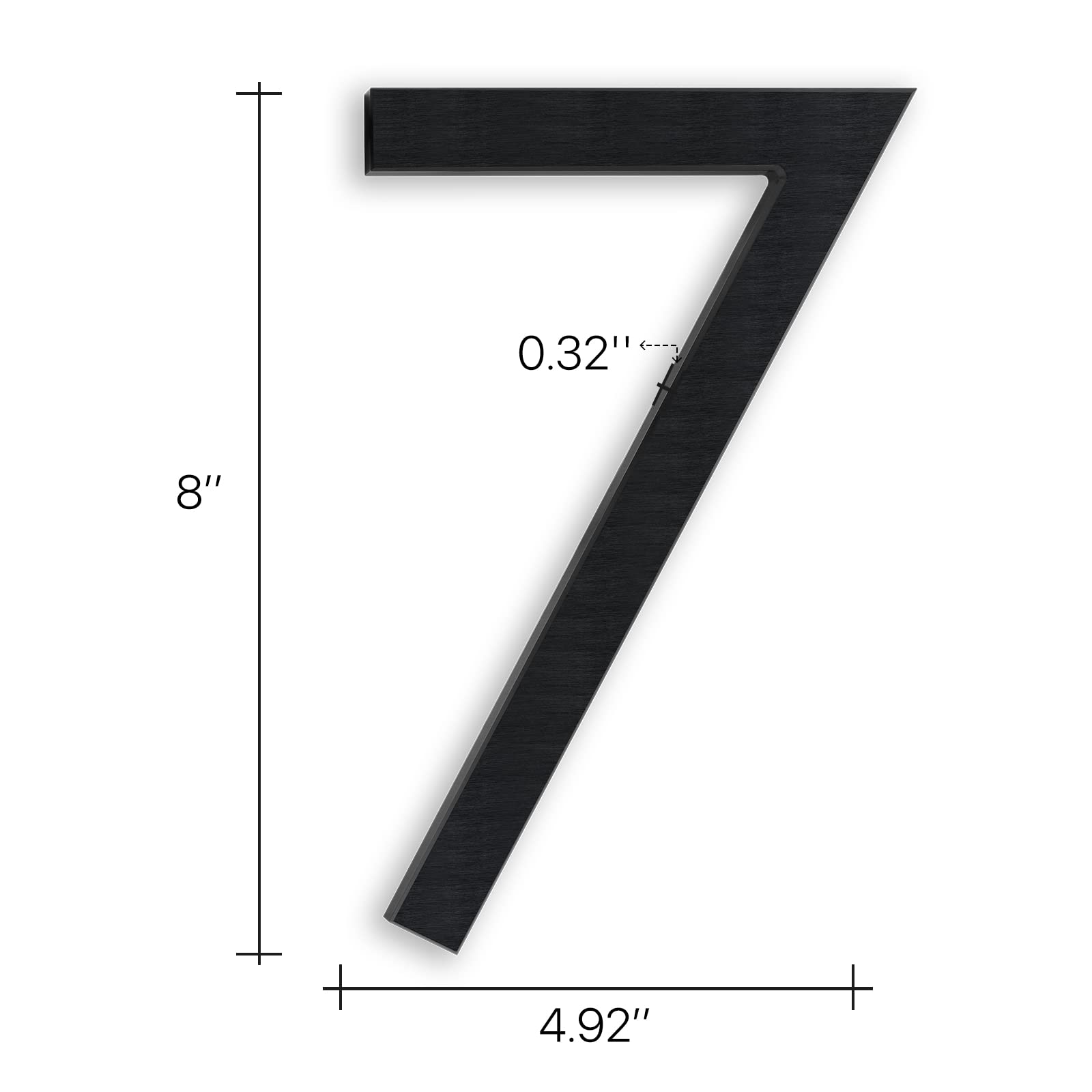 8 Inch House Numbers for Outside mordern, Address Numbers For Houses Large Black Exterior Street Metal House Numbers Floating Mount Or Flush Mount Aluminum Home Door Black Number 7