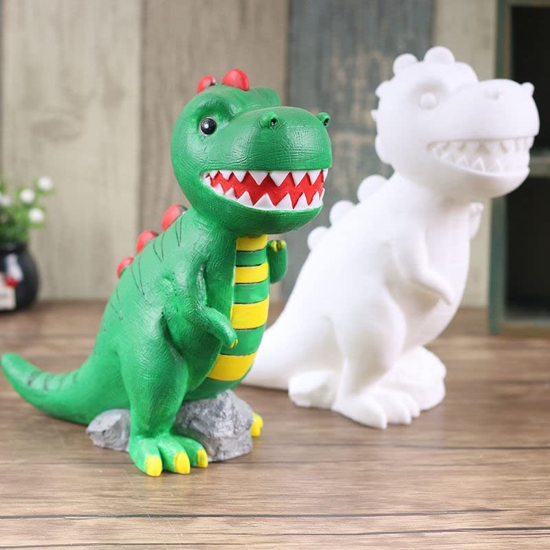 BYVUTE Ready to Paint Ceramic & Plastic, Your Own Table Paintable Dinosaur Statues Decoration Unpainted DIY Ceramic Figurines for Kids and Adults Arts and Crafts