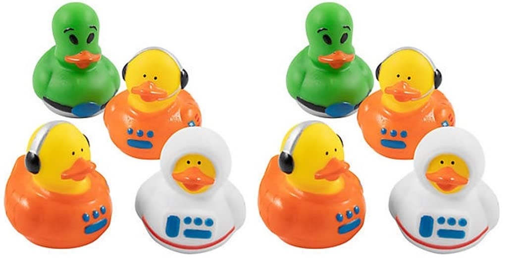 Astronaut Aliens Rubber Ducks | 12 Pack | Space Party Favors | 2 inch | for Ages 3 and Up