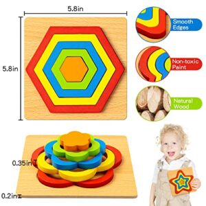 Toddler Puzzles for Kids Age 1 2 3 4 Year Old, 6 Pack Montessori Shape Sorting Puzzle Toddler for Girl boy Activities Preschool Learning Early Educational Birthday Gift Travel Autistic Wooden Toys