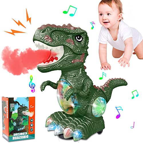 Dinosaur Toys for 1-2 Year Old Boy,Roar Music and Lights Toddler Toys for Boys Girls Age 1 2 3,Moving Dino Baby Toys with Mist Spray,Electric Dinosaur Toys for Kids 3-5 Easter Christmas Birthday Gifts