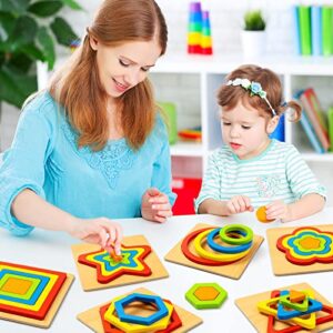 Toddler Puzzles for Kids Age 1 2 3 4 Year Old, 6 Pack Montessori Shape Sorting Puzzle Toddler for Girl boy Activities Preschool Learning Early Educational Birthday Gift Travel Autistic Wooden Toys