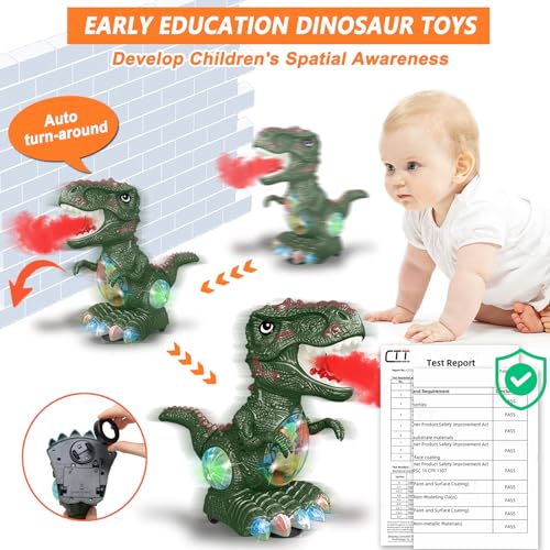 Dinosaur Toys for 1-2 Year Old Boy,Roar Music and Lights Toddler Toys for Boys Girls Age 1 2 3,Moving Dino Baby Toys with Mist Spray,Electric Dinosaur Toys for Kids 3-5 Easter Christmas Birthday Gifts