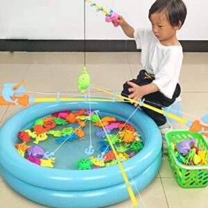 Timisea 3 Pcs Fishing Rod Pole Pool Toy, Magnetic Fishing Game for Toddler Kids, Baby Bath Toy, Educational Learning Toys, Bathtime Toys for Boys, Plastic Floating Fish Fishing Pool Toy for Kids