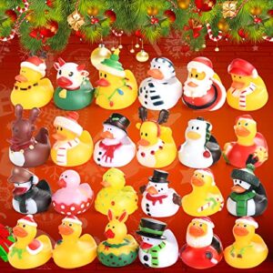 24 PCS Christmas Rubber Ducks for Kids, 2 Inch Bath Toys X-mas Decoration Gift for Boys Girls (Christmas)