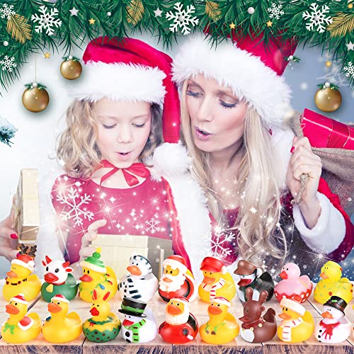 24 PCS Christmas Rubber Ducks for Kids, 2 Inch Bath Toys X-mas Decoration Gift for Boys Girls (Christmas)