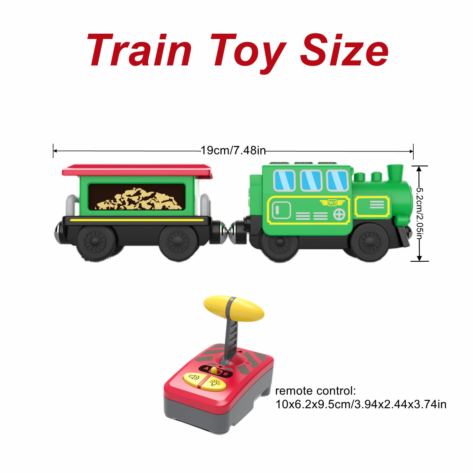 Battery Operated Locomotive Train Set for Wooden Train Tracks,Powerful Engine Train Vehicles Train Electric Remote Control Cars with Light&Sound Train Toy Gift for Kids Toddler