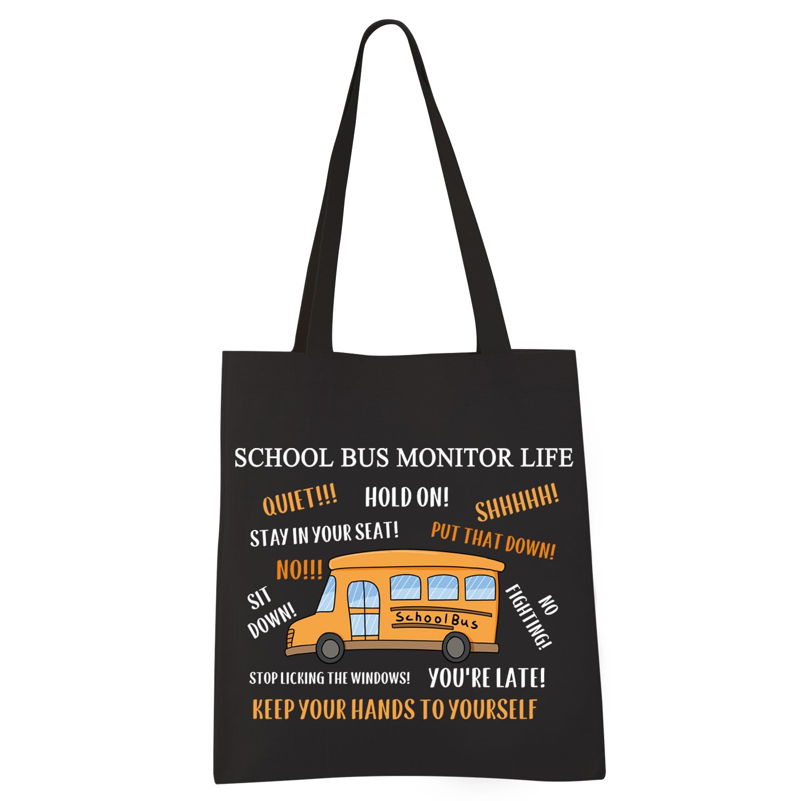 VAMSII Bus Monitor Tote Bag Bus Driver Appreciation Gifts Bus Monitor Life Shoulder Bag Grocery Bag (HANDS TO yourself Tote)