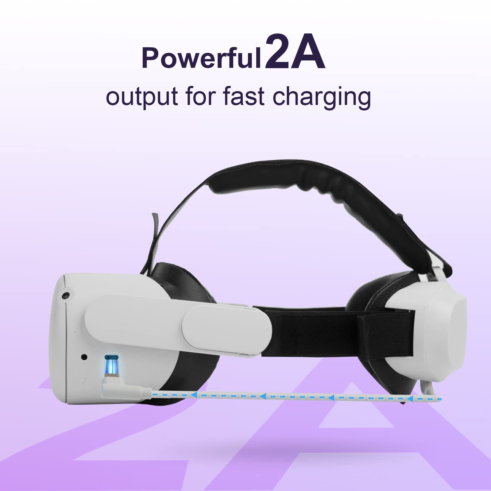 VirtualBuff Elite Strap with 8000mAh Battery Pack for Oculus Quest 2 VR Headset Accessories, Doubled Playtime and Enhanced Comfort, Fast Charging, LED Battery Level Indicator