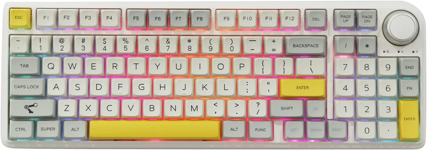 EPOMAKER TH96 96% Hot Swap RGB 2.4Ghz/Bluetooth 5.0/Wired Gasket Mounted Mechanical Keyboard with South-Facing RGB LEDs, 6000mAh Battery, Knob Control for Windows/Mac(Theory MDA, Flamingo)