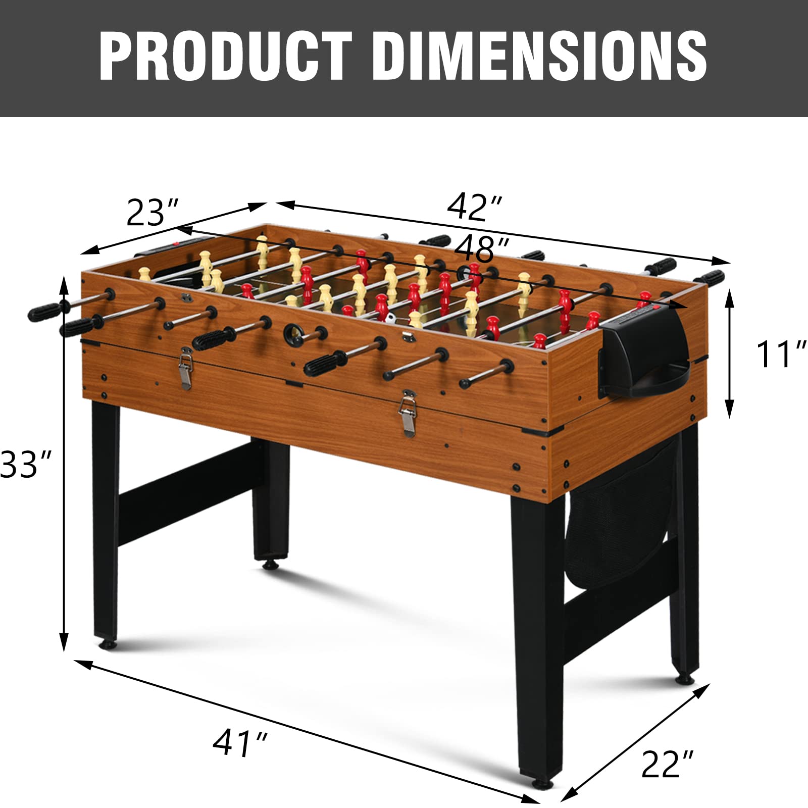 RayChee 4ft 7-in-1 Multi Game Table Set for Home, Game Room, Friends & Family w/Hockey, Pool, Foosball, Ping Pong, Shuffleboard, Chess and Backgammon, Combo Game Table for Adults & Kids