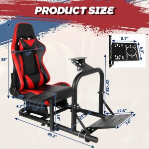 Minneer Stable Drive Fly Simulator Cockpit with Red Seat Fit for Logitech/Thrustmaster/Fanatec G29/G920/T248 Racing Gaming Steering Wheel Stand(Wheel, Pedals, Handbrake Not Included)