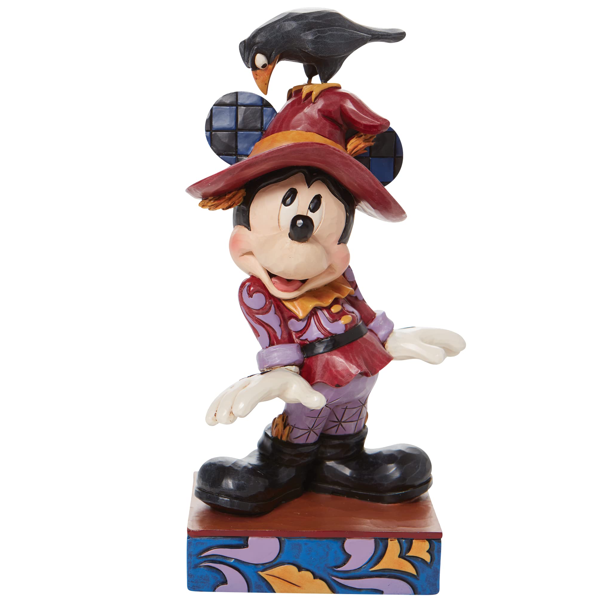 Jim Shore Disney Traditions Harvest Halloween Bule of 2: Scarecrow Mickey Mouse with Crow 6010862 a Scarecrow Minnie Mouse 6010861, Multicolor (4063021)