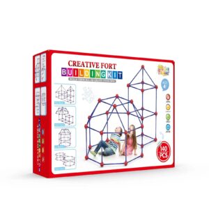 Fort Building Kit for Kids,STEM Construction Toys, Educational Gift for 4 5 6 7 8 9 10 11 12 Years Old Boys and Girls,Ultimate Creative Set for Indoor & Outdoors Activity,140 Pcs,Original