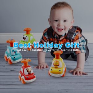 Baby Toy Cars for 1 +Year Old Boy - Toddler Toys Age 2 3 4 Year Old Boy Gifts, Animal Cartoon Press and Go Cars for Toddlers 2-4 Birthday Toys