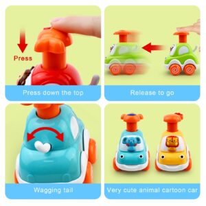 Baby Toy Cars for 1 +Year Old Boy - Toddler Toys Age 2 3 4 Year Old Boy Gifts, Animal Cartoon Press and Go Cars for Toddlers 2-4 Birthday Toys