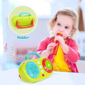 Baby Karaoke Machine Toy for Kids 12-18 Months, Singing Microphone Toy for 1 2 3 4+ Year Old Boys Girls, Toddler Music Player Learning Toy with 5 Songs and 6 Rhythm, Christmas Birthday Gifts