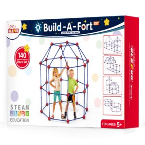 OleFun Fort Building Kit for Kids 4,5,6,7,8+Year Old Boys & Girls, 140 pcs, Creative STEM Building Toys for DIY Castles, Tunnels, Play Tent, Ideal Gift for Aged 5-8