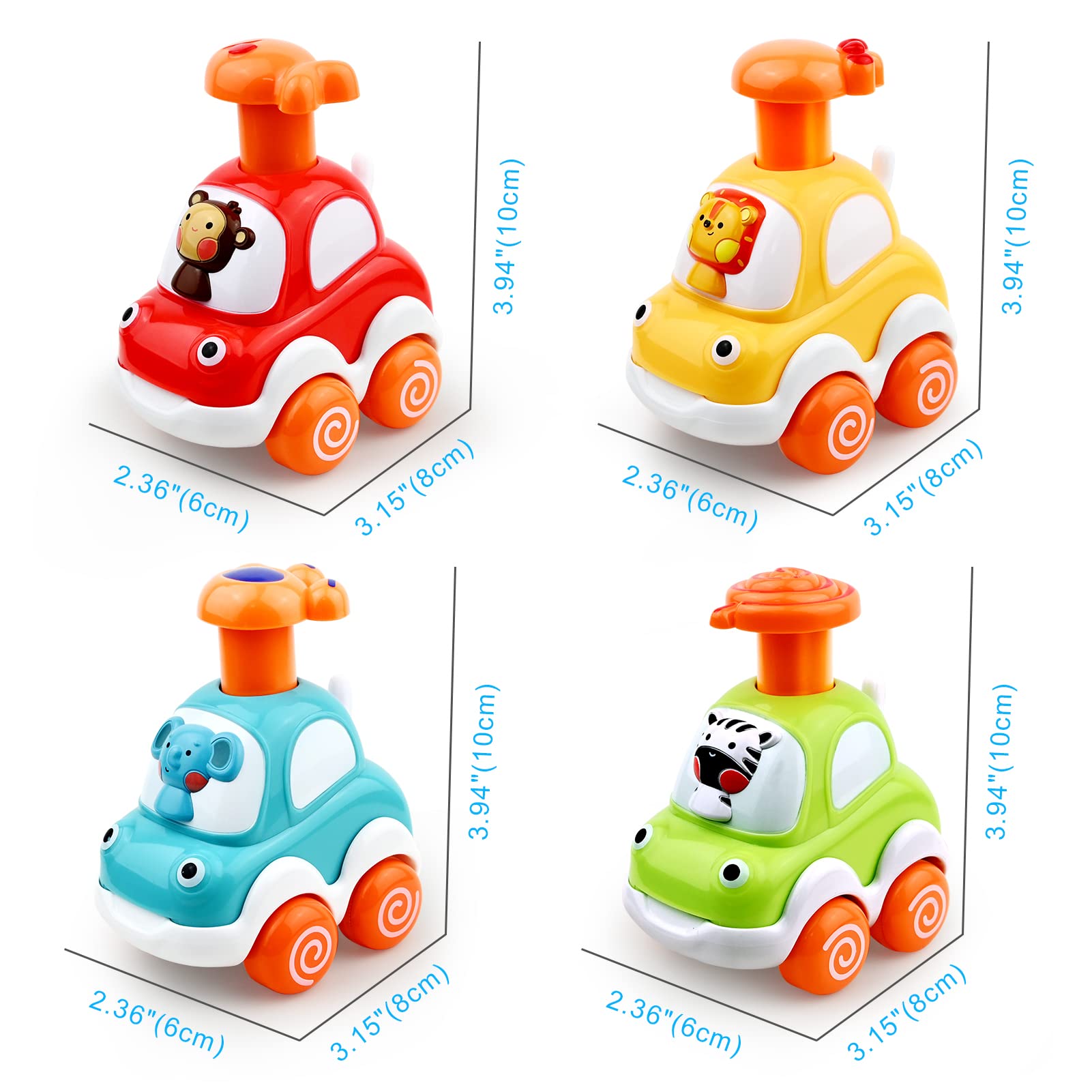 Baby Toy Cars for 1 +Year Old Boy - Toddler Toys Age 2 3 4 Year Old Boy Gifts, Animal Cartoon Press and Go Cars for Toddlers 2-4 Birthday Toys