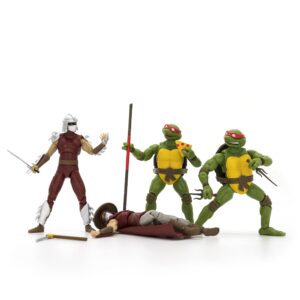 THE LOYAL SUBJECTS Teenage Mutant Ninja Turtles BST AXN Elite Foot Soldier/Shredder and Raphael + Donatello Comic Inspired Combo 4-Pack - Diamond PX 40th Anniversary Exclusive (BATMNTMRG4PK01)