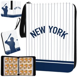 kivolfun baseball card binder with sleeves, 900 pocket, white, new york, 3 ring, for collectible cards, gift