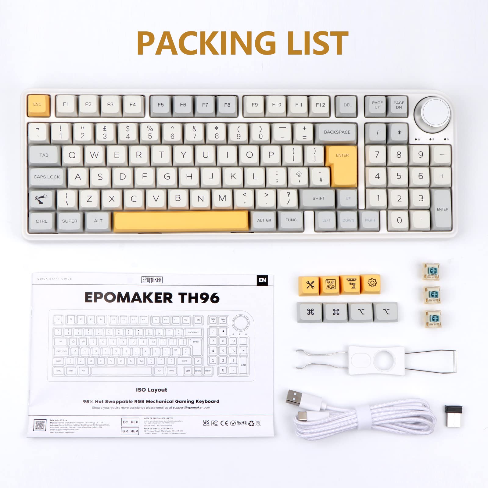 EPOMAKER TH96 96% Hot Swap RGB 2.4Ghz/Bluetooth 5.0/Wired Gasket Mounted Mechanical Keyboard with South-Facing RGB LEDs, 6000mAh Battery, Knob Control for Windows/Mac(Theory MDA, Flamingo)