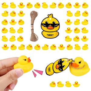 ainiv 102pcs you've been ducked cards, duck tags with yellow rubber ducks and strings, 3d yellow duck shape with round hole and twine, ducking game card for car ornament party favors