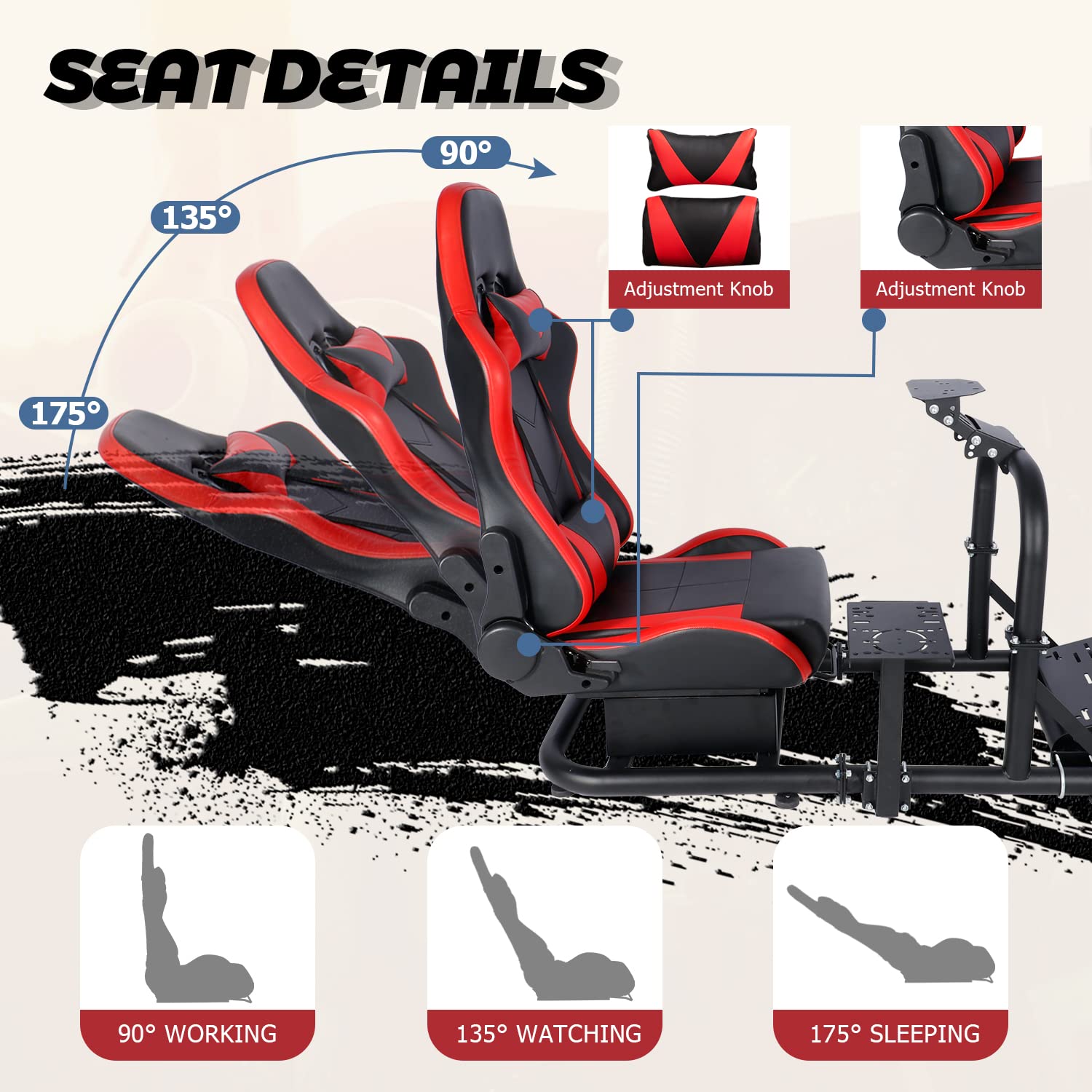 Minneer Stable Drive Fly Simulator Cockpit with Red Seat Fit for Logitech/Thrustmaster/Fanatec G29/G920/T248 Racing Gaming Steering Wheel Stand(Wheel, Pedals, Handbrake Not Included)