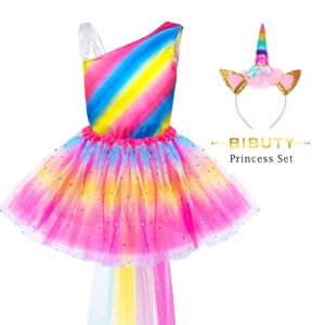 BIBUTY Kids Princess Dress Up Clothes for Little Girls, Pretend Play & Dress Up Princess Costume Set with Princess Dresses Crown for Little Girls, Princess Toys Gifts for 3-6 Toddler Little Girls