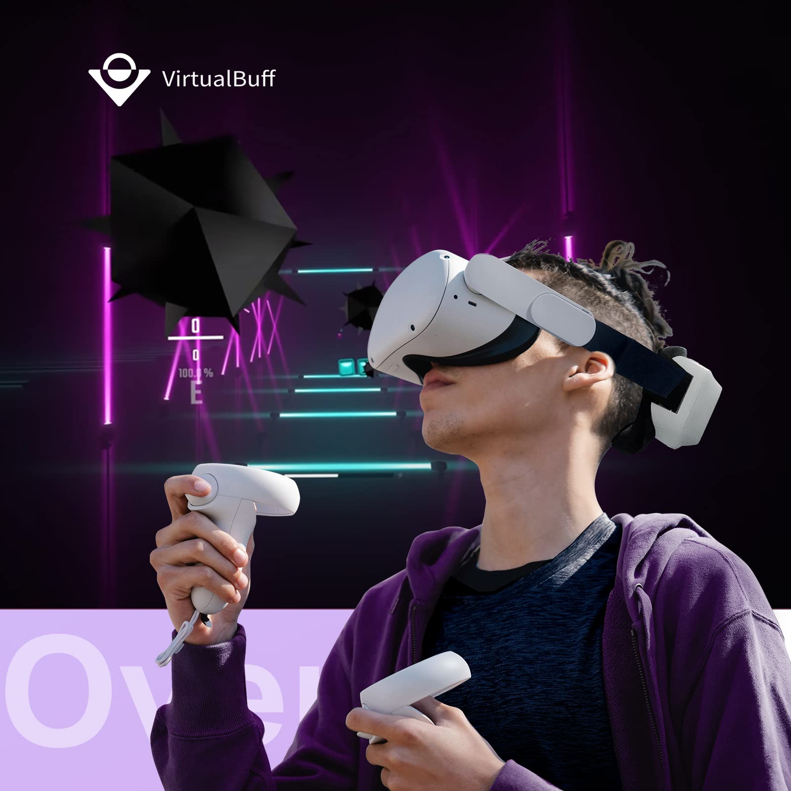 VirtualBuff Elite Strap with 8000mAh Battery Pack for Oculus Quest 2 VR Headset Accessories, Doubled Playtime and Enhanced Comfort, Fast Charging, LED Battery Level Indicator