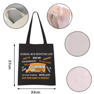 VAMSII Bus Monitor Tote Bag Bus Driver Appreciation Gifts Bus Monitor Life Shoulder Bag Grocery Bag (HANDS TO yourself Tote)