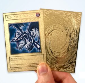 red-eyes b. dragon gold metal yugioh card